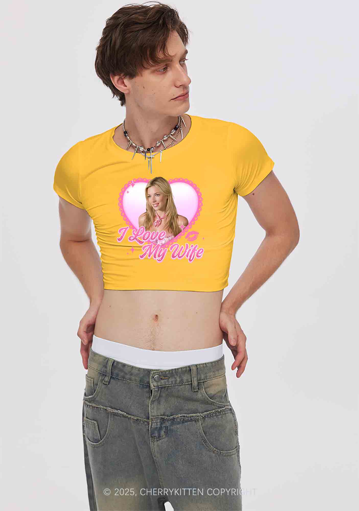 Custom Love My Wife Photo Y2K Valentine's Day Baby Tee Cherrykitten