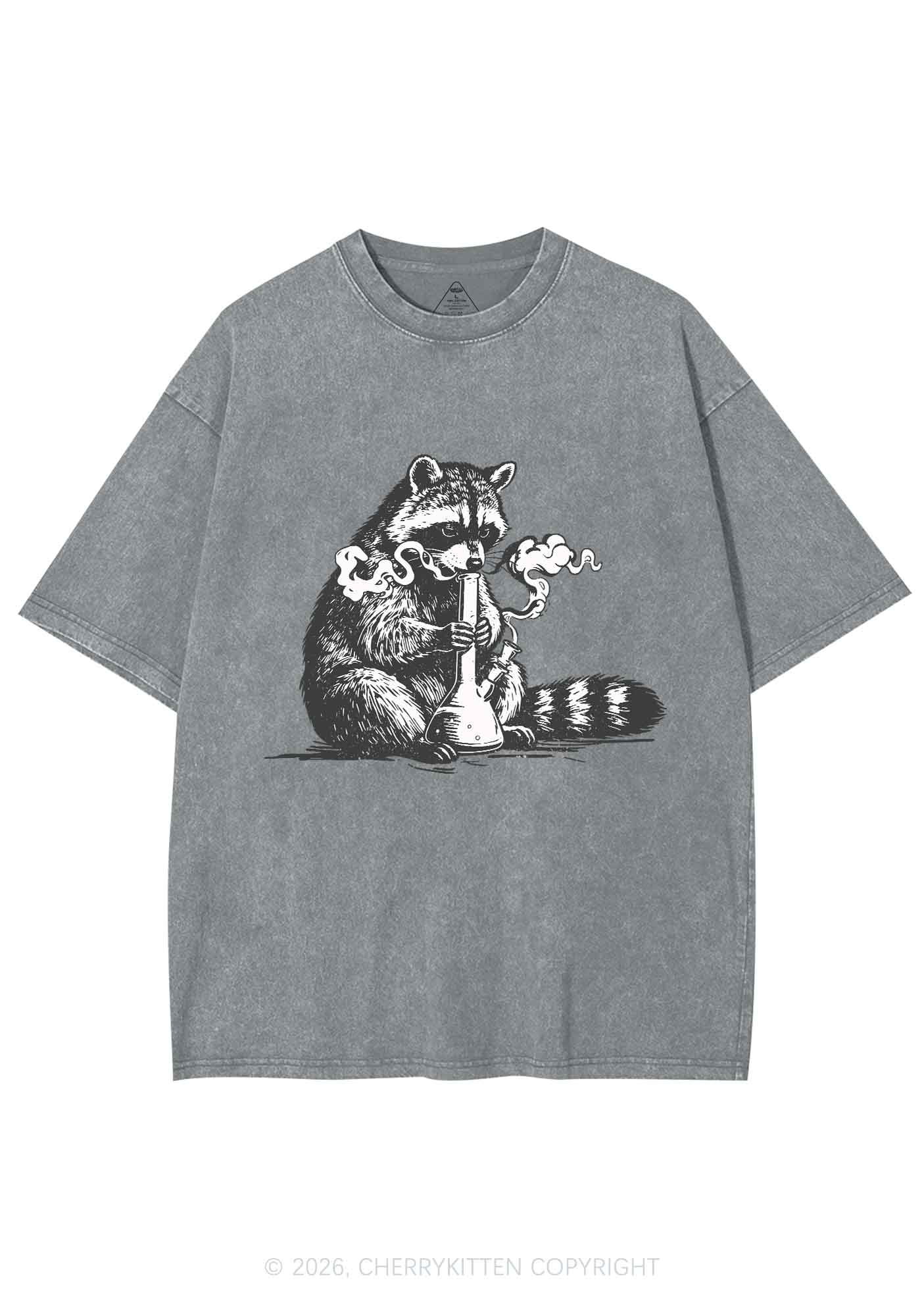 Stoned Raccoon Y2K Shirts Washed Tee Cherrykitten