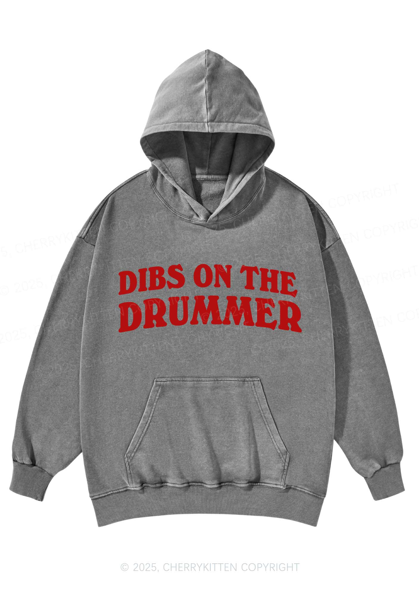 Dibs On The Drummer Y2K Washed Hoodie Cherrykitten