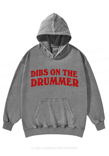Dibs On The Drummer Y2K Washed Hoodie Cherrykitten