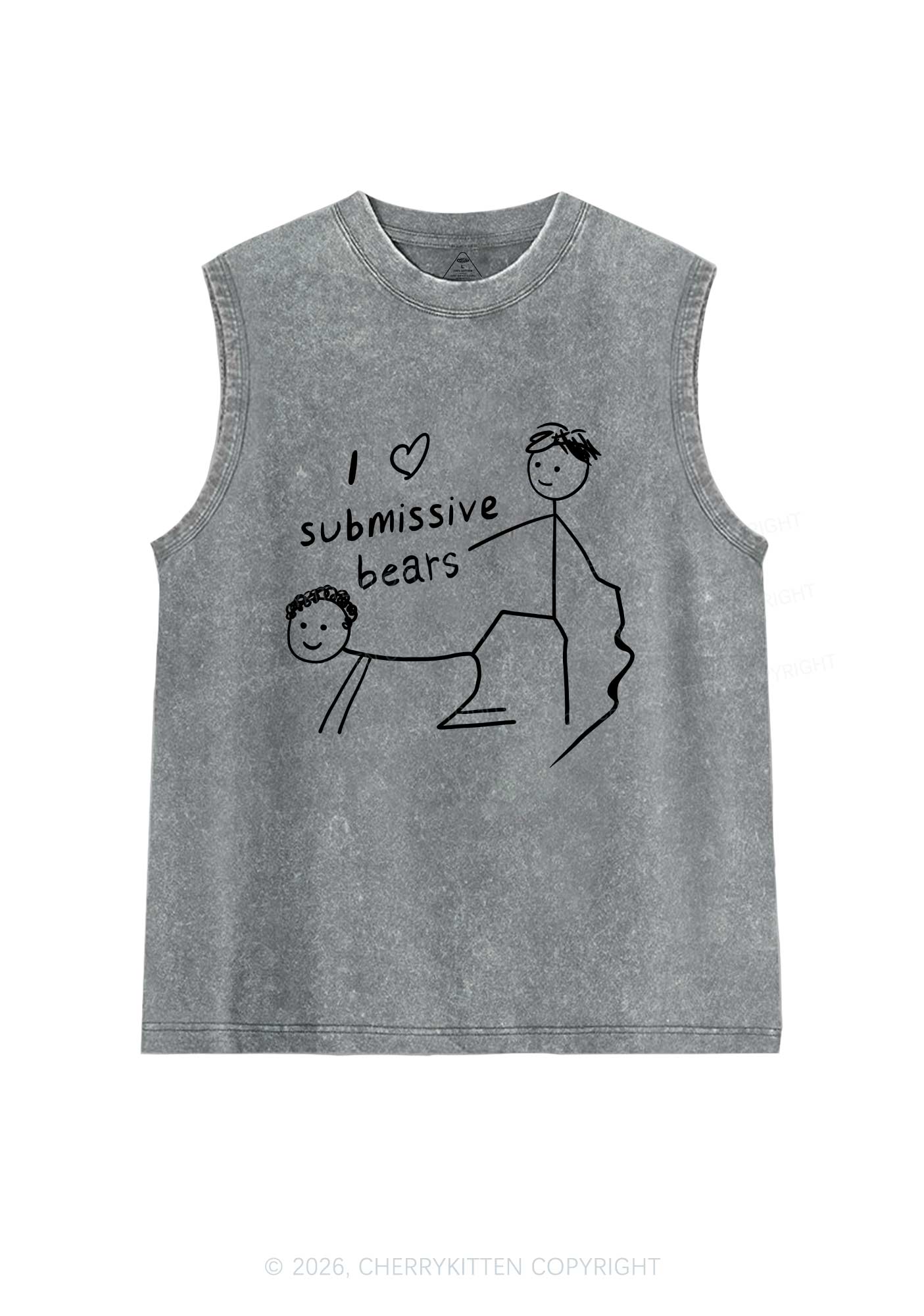 I Love S Bears Y2K Washed Muscle Tank Cherrykitten