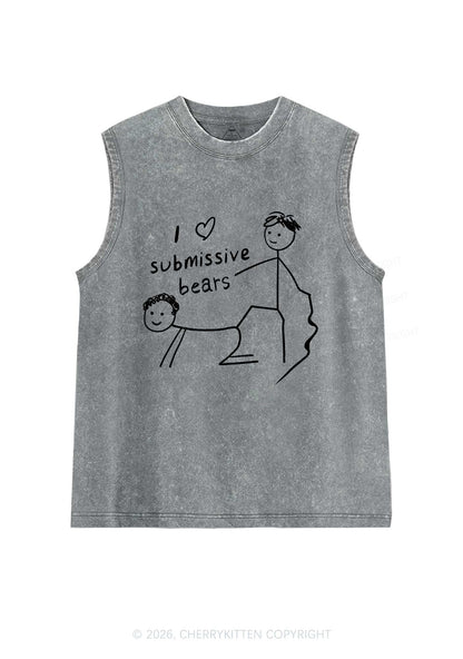 I Love S Bears Y2K Washed Muscle Tank Cherrykitten