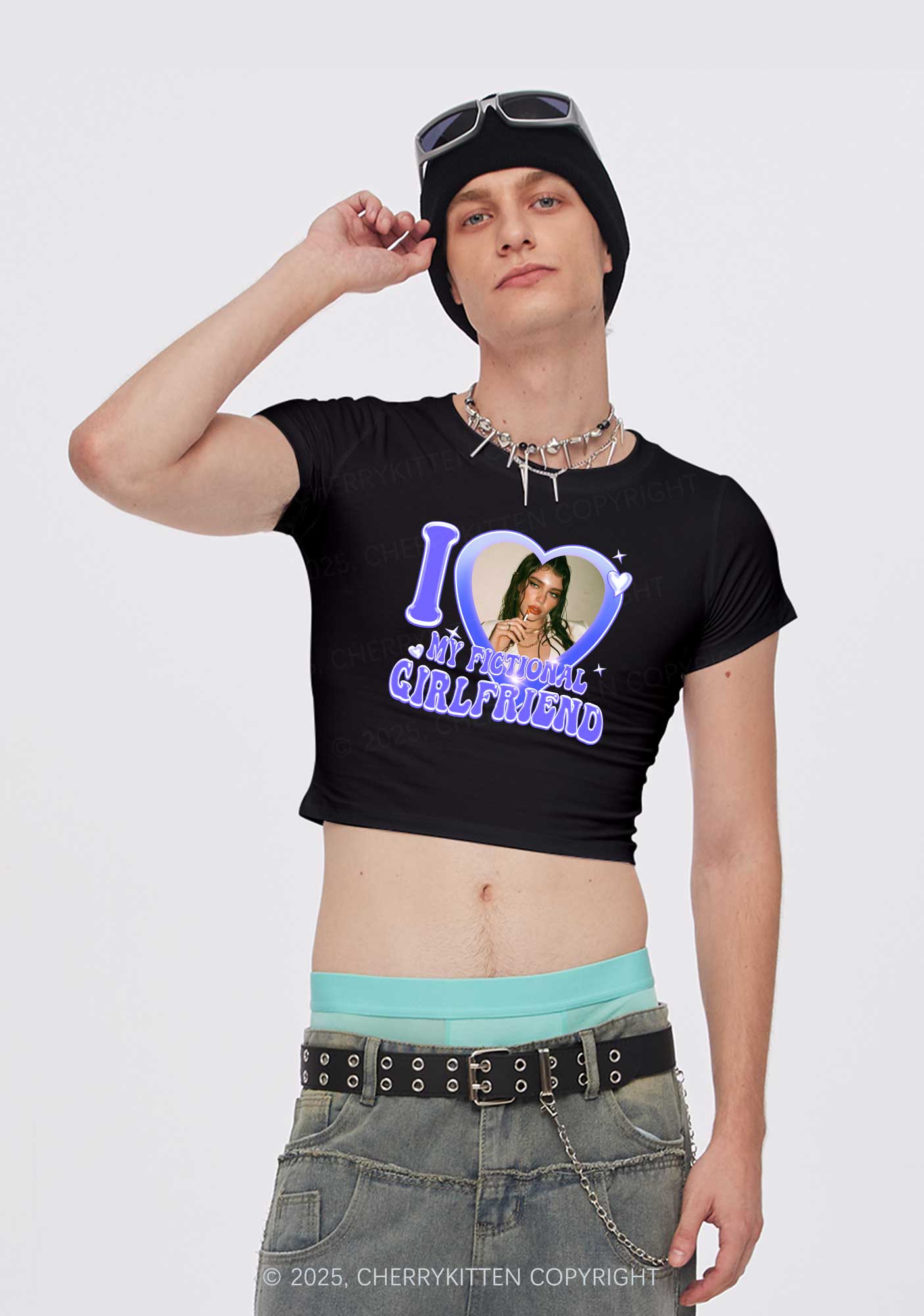 I Love My Fictional GF BF Y2K Valentine's Day Baby Tee Cherrykitten