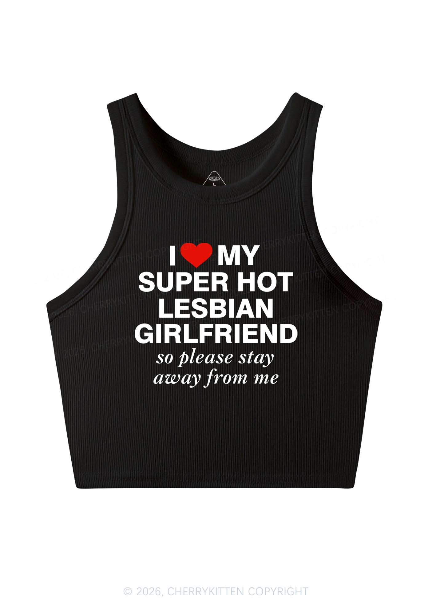 I Love My Super Hot Lesbian GF Pride Y2K Crop Tank Top Cherrykitten