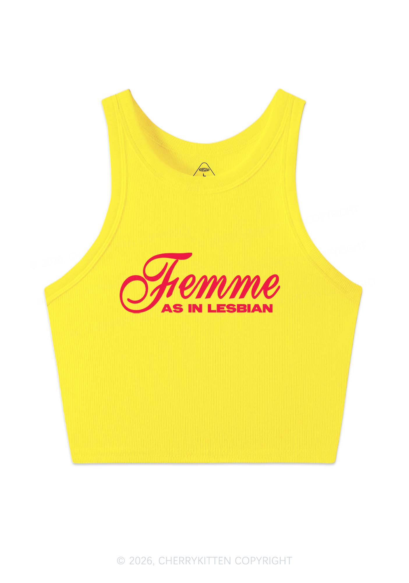 Femme As In Lesbian Pride Y2K Crop Tank Top Cherrykitten