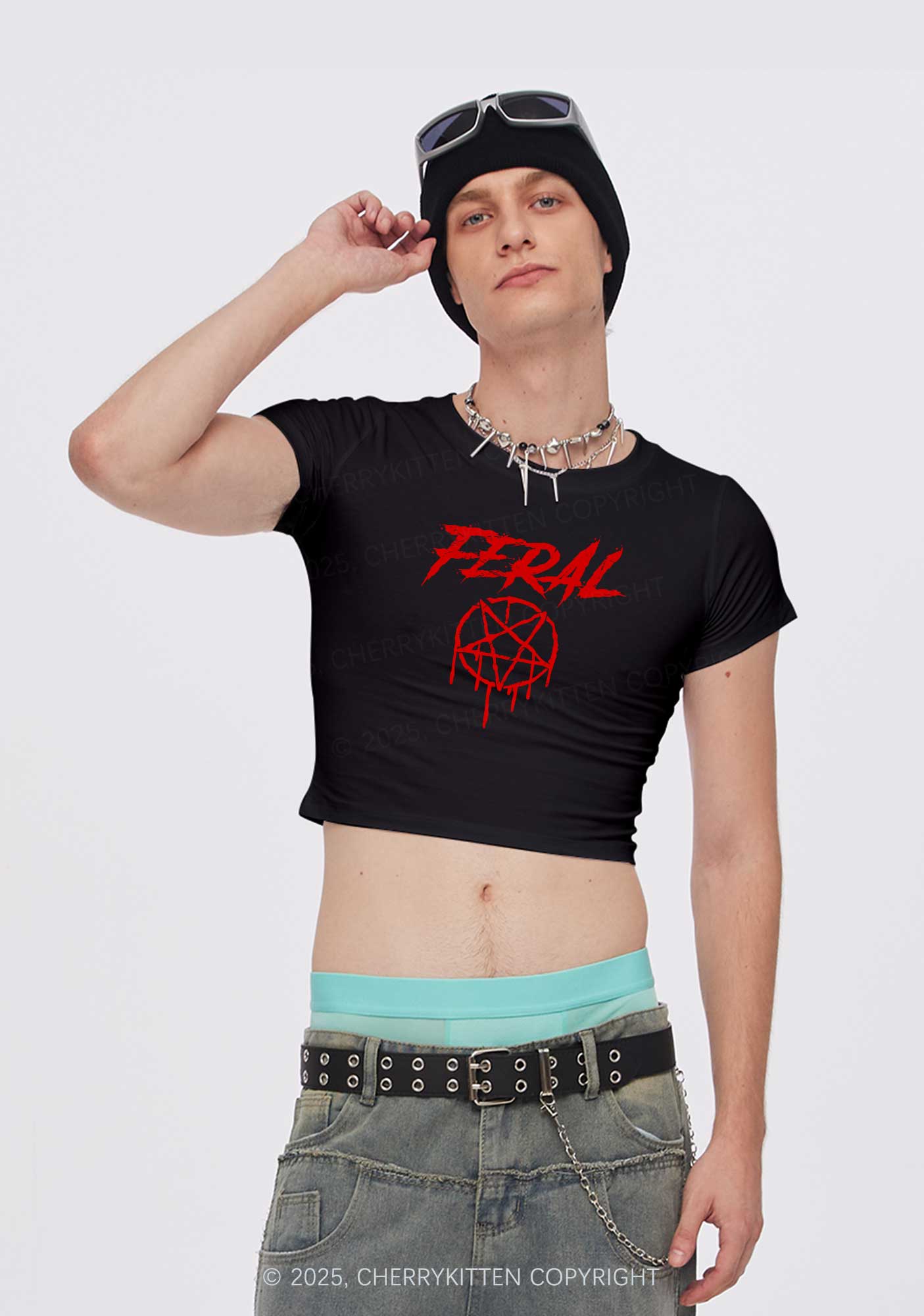 Halloween Feral Y2K Baby Tee Cherrykitten
