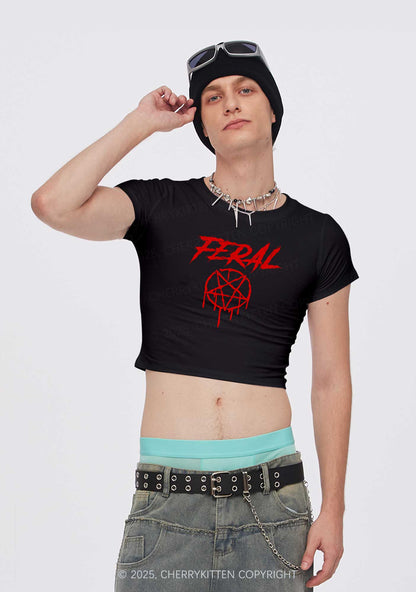Halloween Feral Y2K Baby Tee Cherrykitten