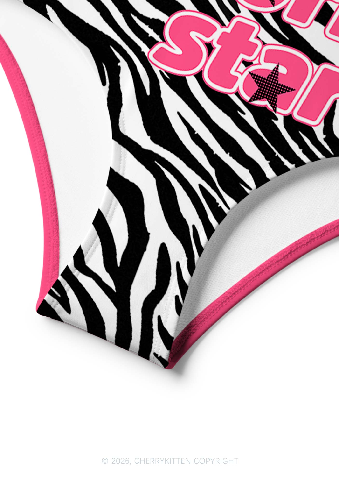 Pink Pxrn Star Y2K Print Bikini Set Cherrykitten