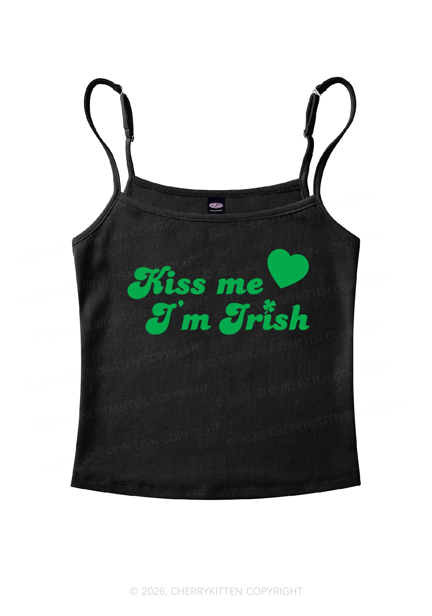 Kiss Me Im Irish St Patricks Y2K Spaghetti Strap Cami Cherrykitten