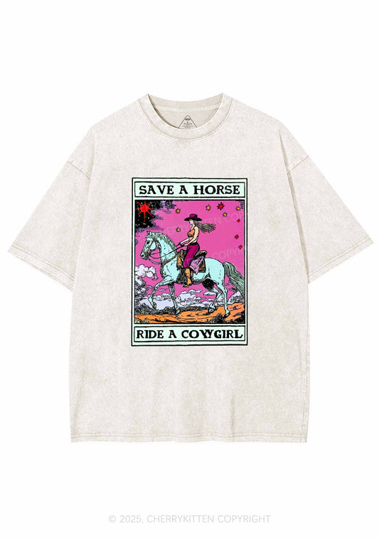 Save Horse Ride Cowgirl Pride Y2K Shirts Washed Tee Cherrykitten