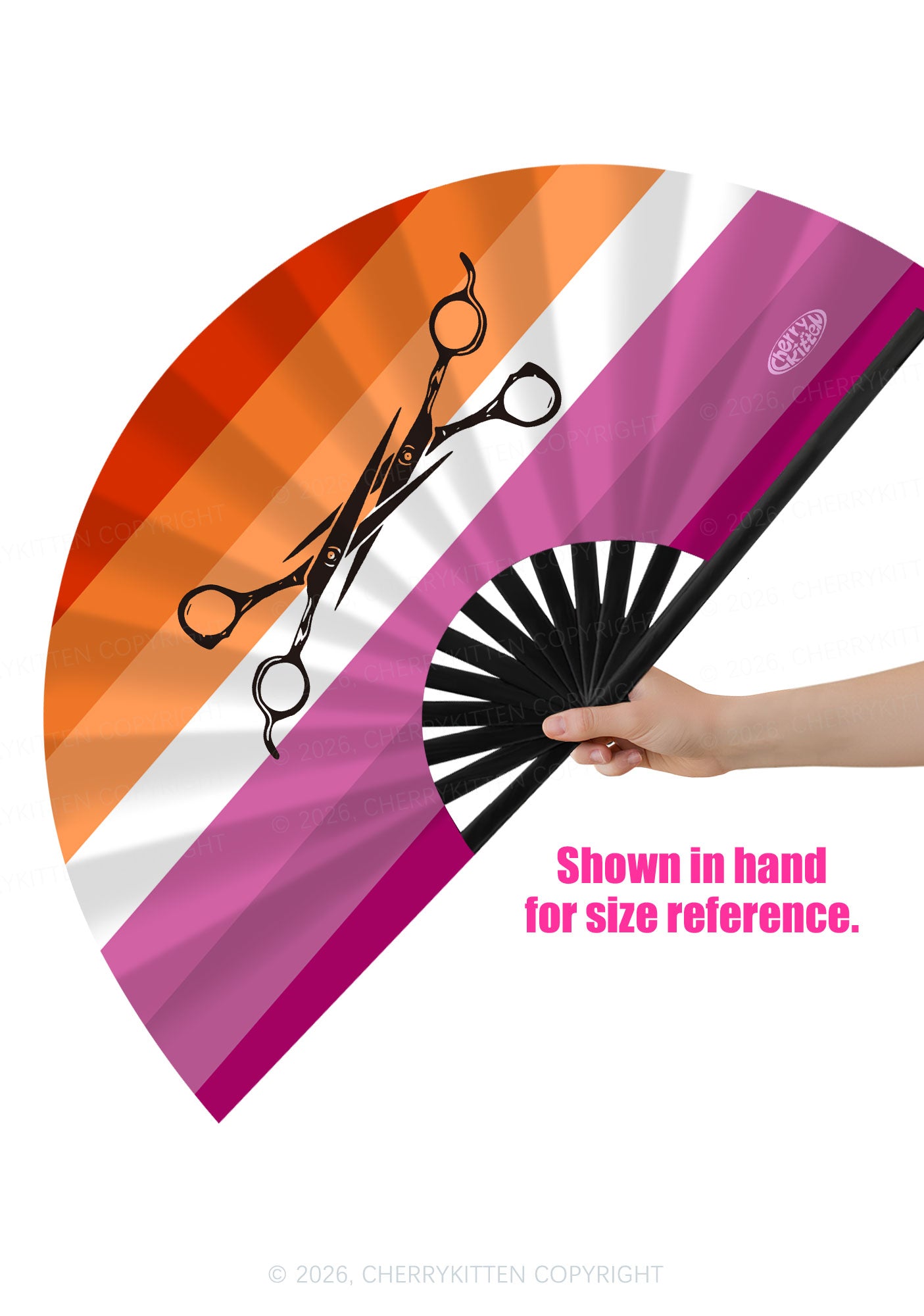 Black Scissors Lesbian Pride Y2K Rave Hand Fan Cherrykitten
