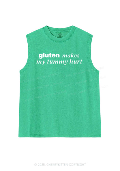 Gluten Makes Tummy Hurt Y2K Washed Muscle Tank Cherrykitten