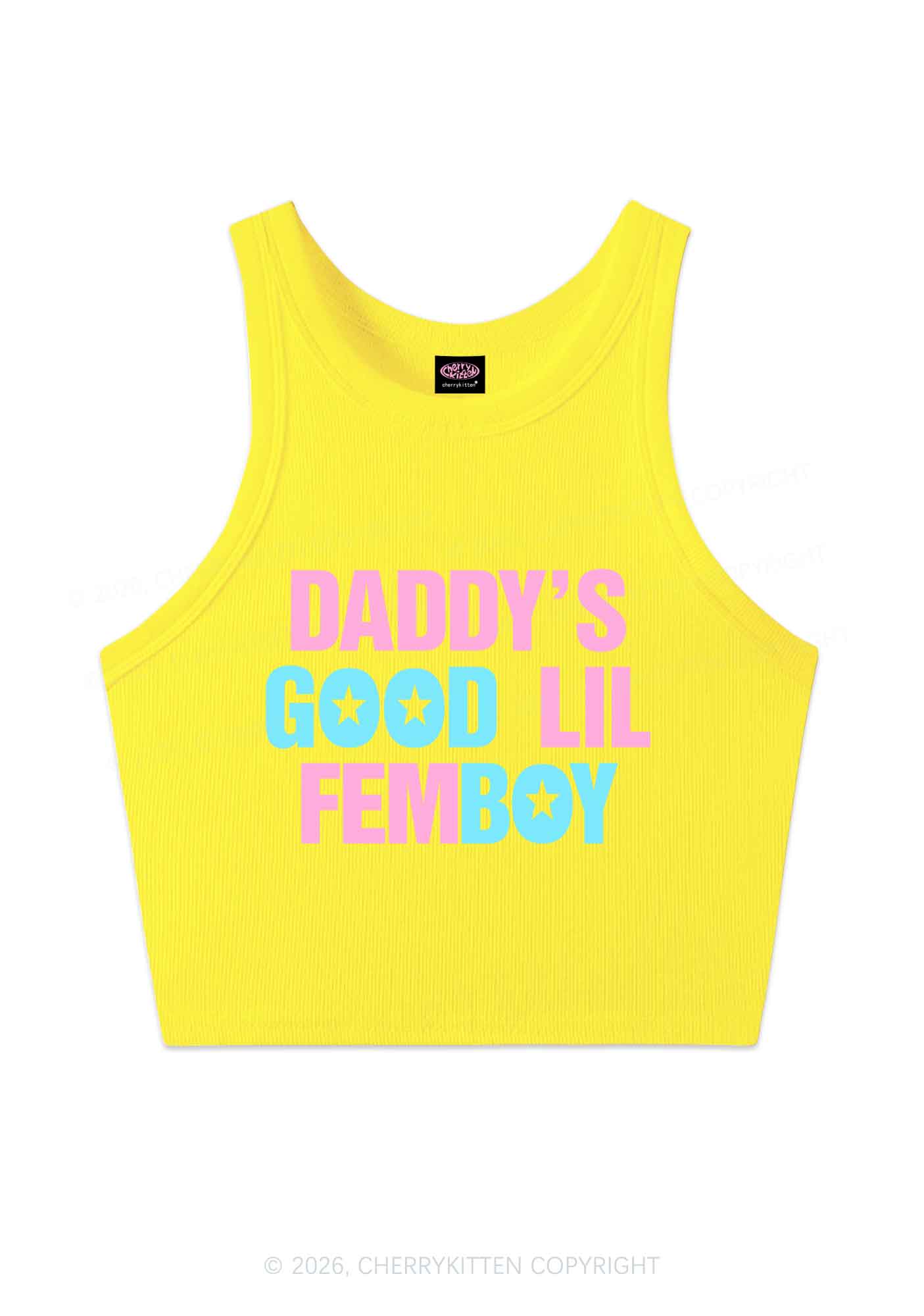 Daddys Good Lil Femboy Pride Y2K Crop Tank Top Cherrykitten