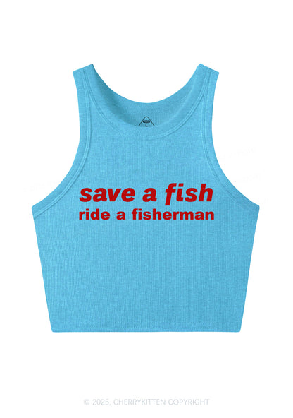 Save A Fish Y2K Crop Tank Top Cherrykitten