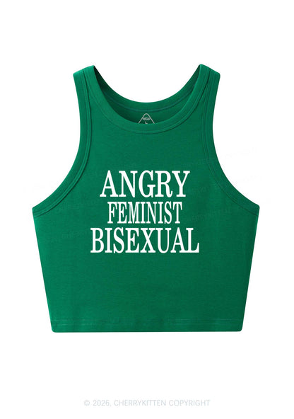Angry Feminist Bisexual Pride Y2K Crop Tank Top Cherrykitten