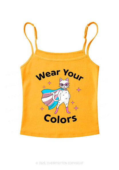 Transgender Flag Cat Pride Y2K Spaghetti Strap Cami Cherrykitten