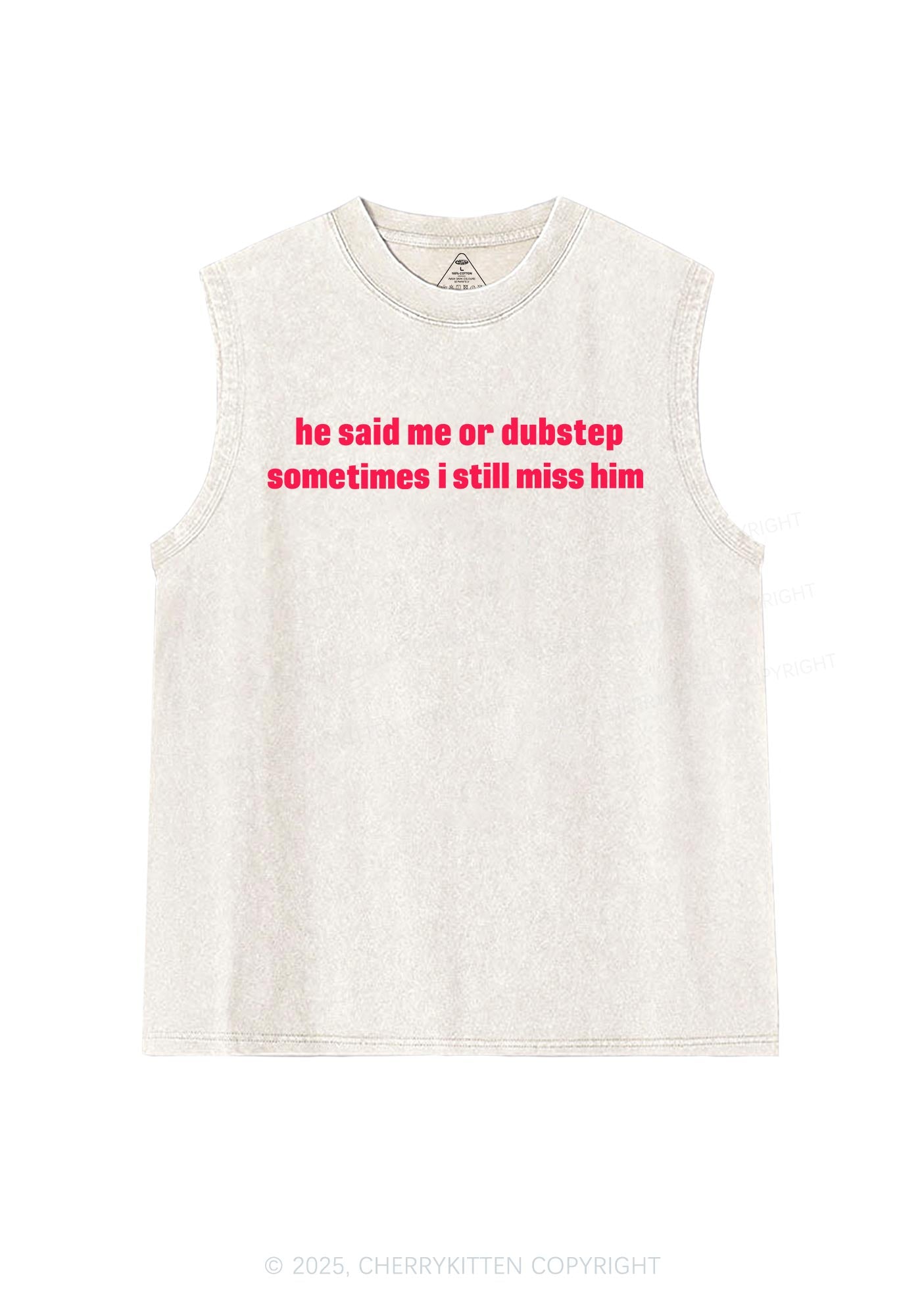 He Said Dubstep Y2K Washed Muscle Tank Cherrykitten