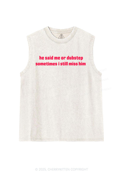 He Said Dubstep Y2K Washed Muscle Tank Cherrykitten