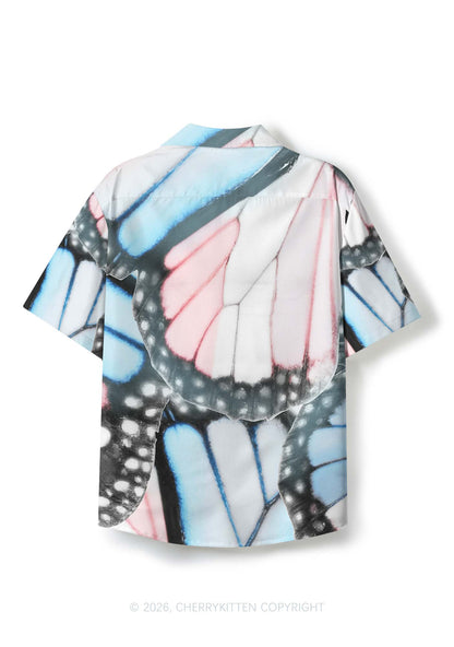 Trans Butterfly Wing Pride Y2K Print Hawaiian Shirt Cherrykitten