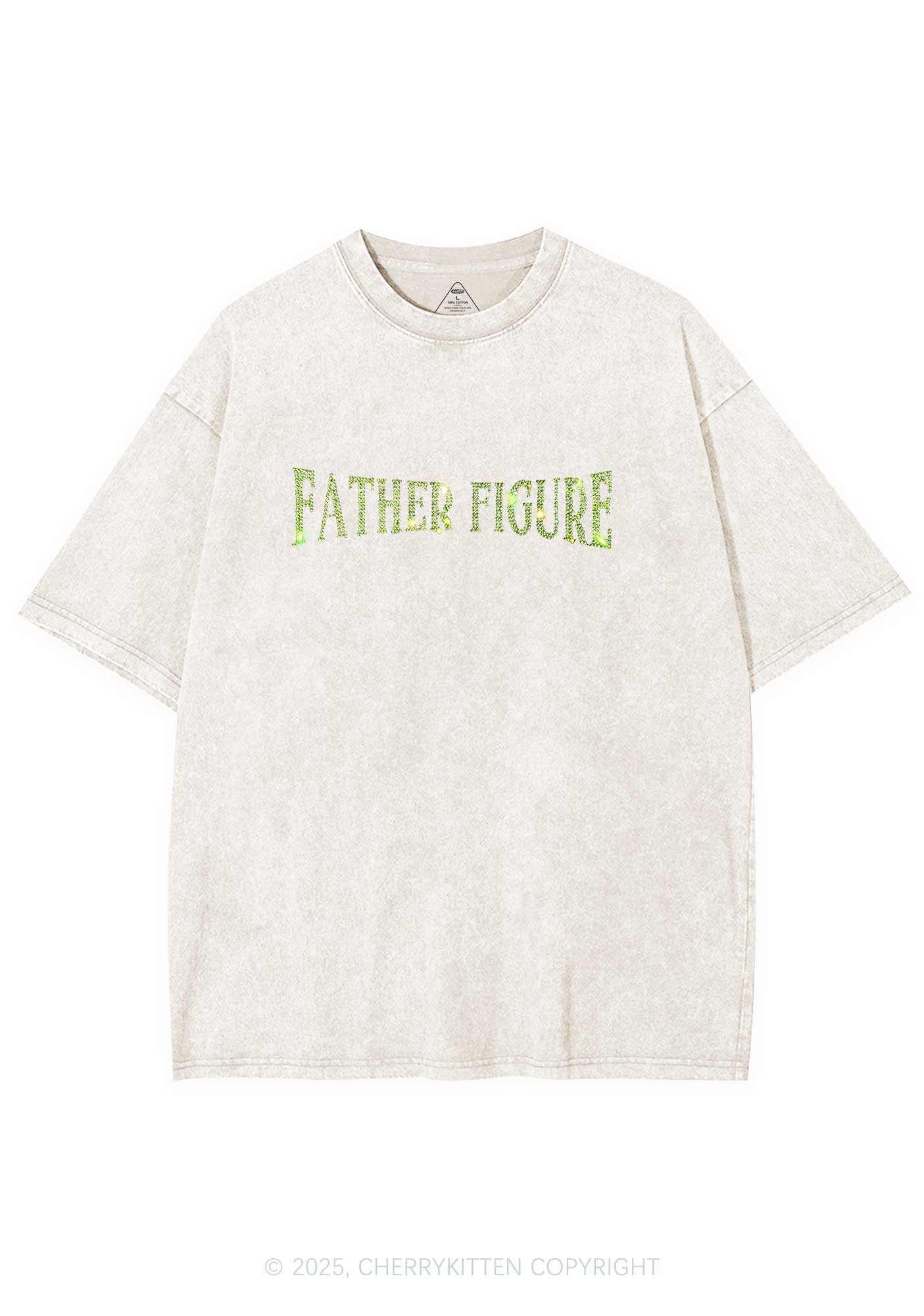 Rhinestone Father Figure Y2K Shirts Washed Tee Cherrykitten