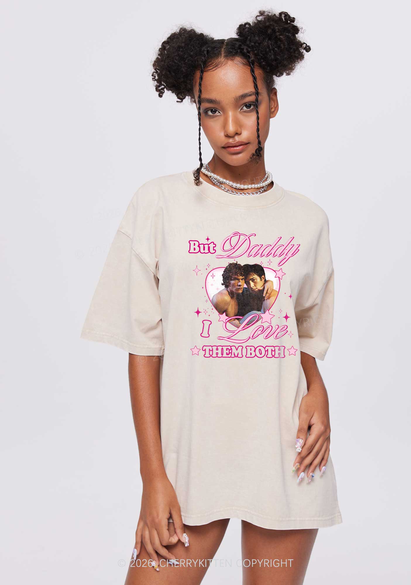 But Daddy I Love Them Both HR Y2K Shirts Washed Tee Cherrykitten