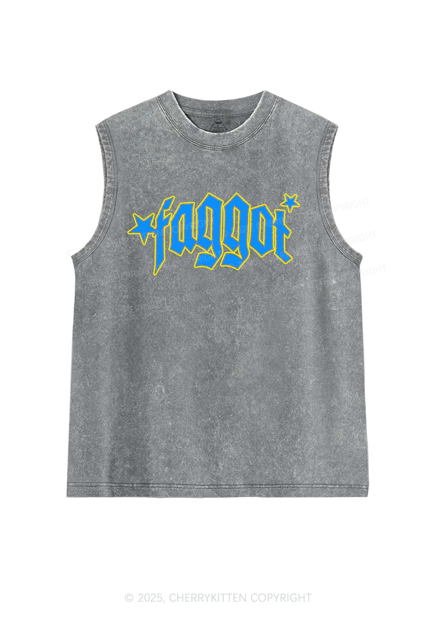 Faggot Stars Pride Y2K Washed Muscle Tank Cherrykitten
