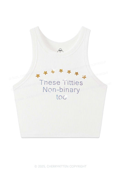 Rhinestone Txtties Nonbinary Too Y2K Crop Tank Top Cherrykitten