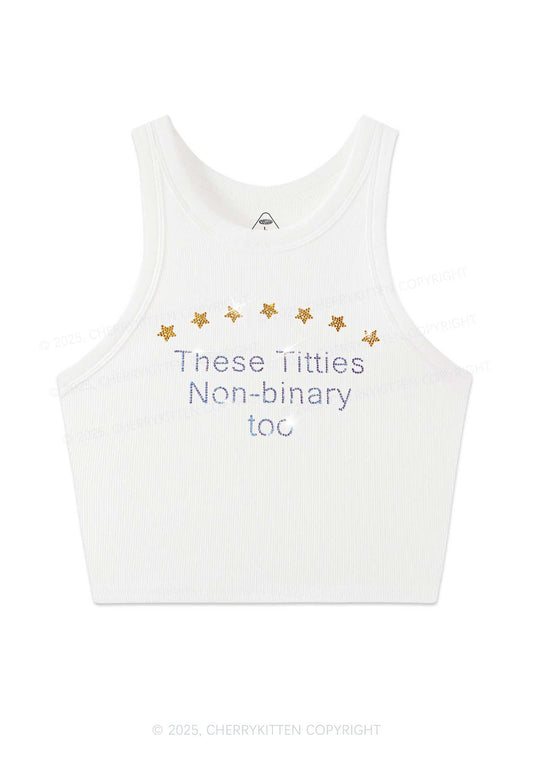 Rhinestone Txtties Nonbinary Too Y2K Crop Tank Top Cherrykitten
