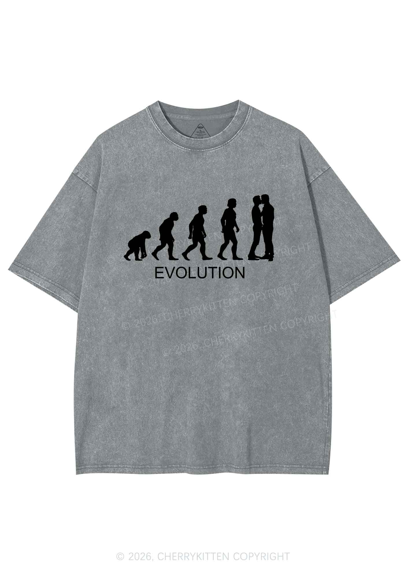 Gay Evolution Pride Y2K Shirts Washed Tee Cherrykitten