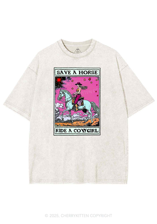 Save Horse Ride Cowgirl Pride Y2K Shirts Washed Tee Cherrykitte
