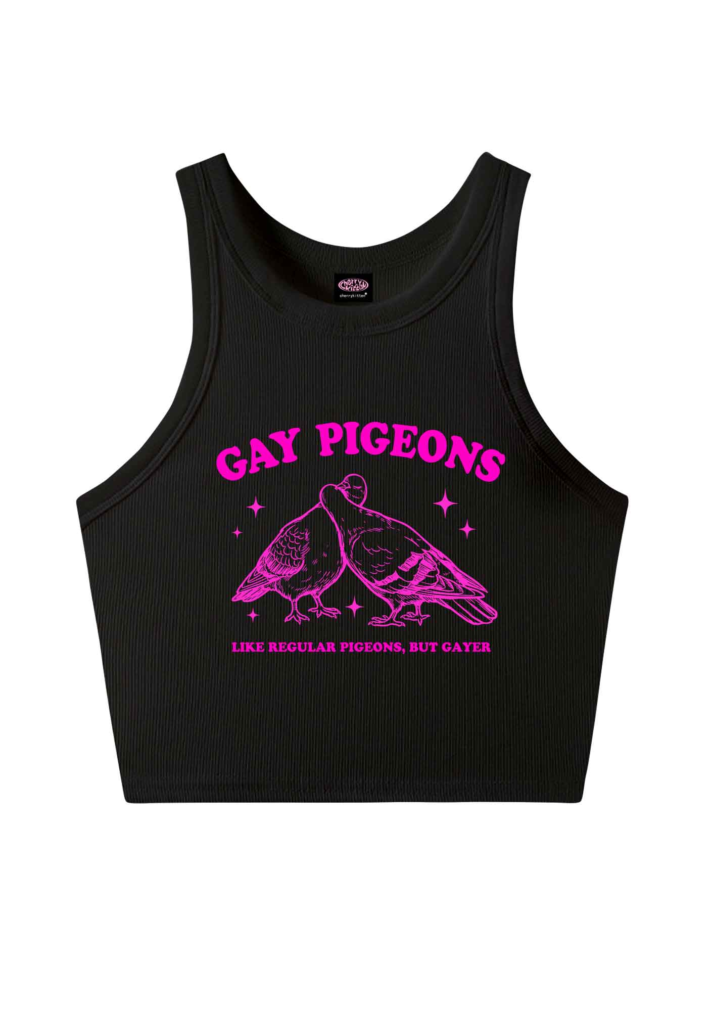 Gay Pigeons Kissing Pride Y2K Crop Tank Top Cherrykitten