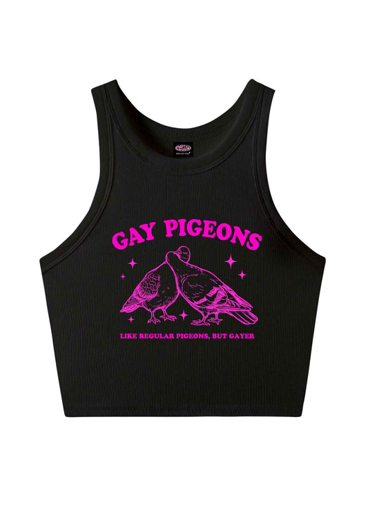 Gay Pigeons Kissing Pride Y2K Crop Tank Top Cherrykitten