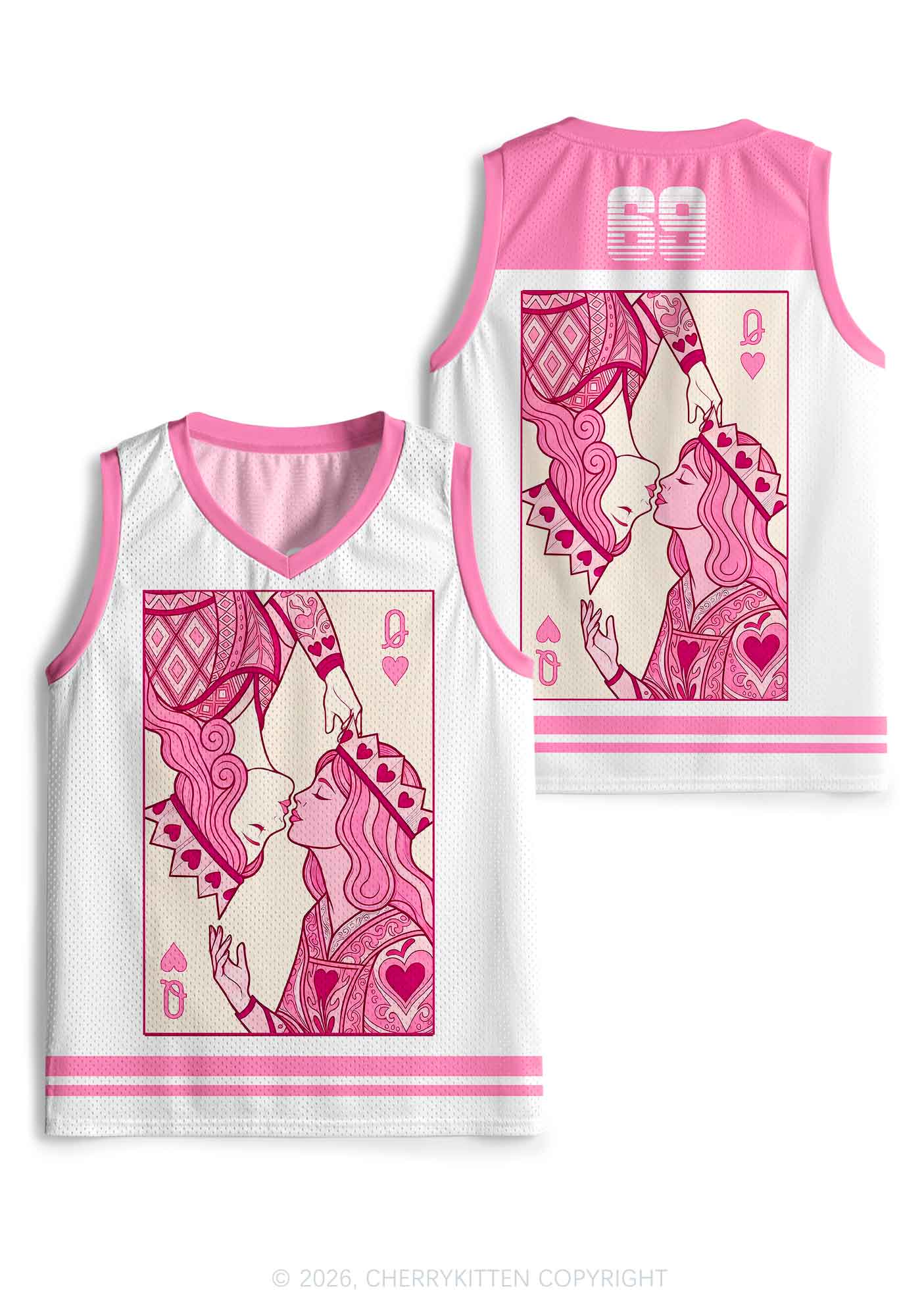 Two Pink Queens Kissing Pride Y2K Sport Jersey Tank Cherrykitten