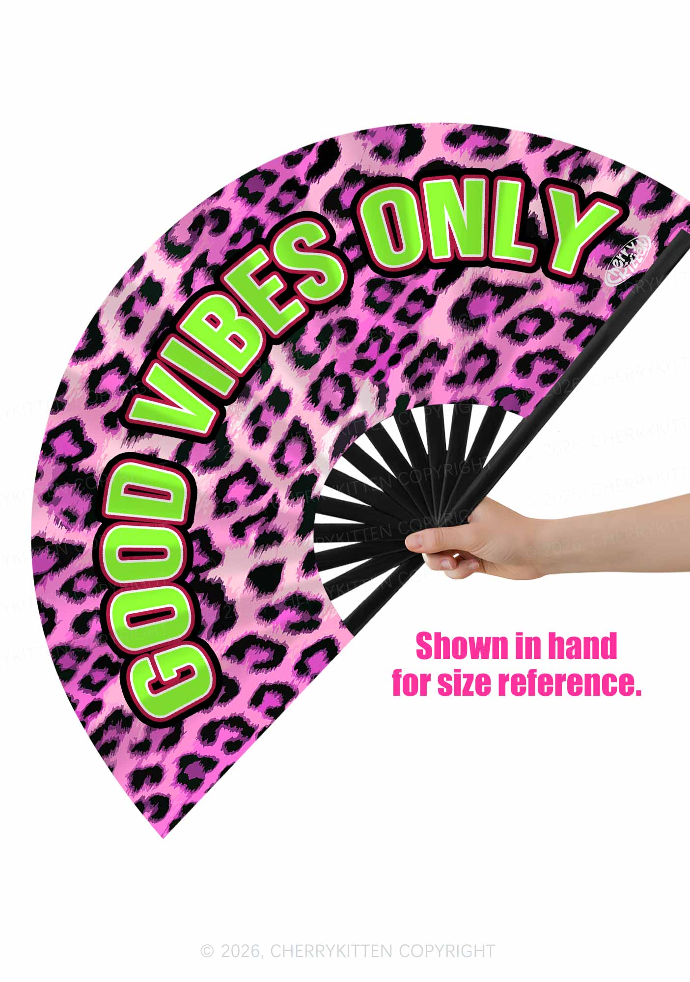 Good Vibes Only Y2K Rave Hand Fan Cherrykitten