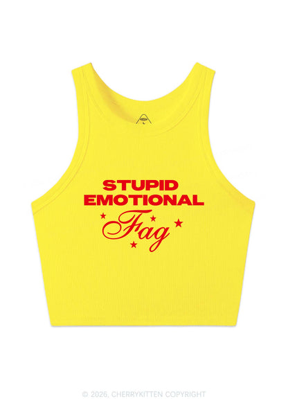 Stupid Emotional Fag Pride Y2K Crop Tank Top Cherrykitten