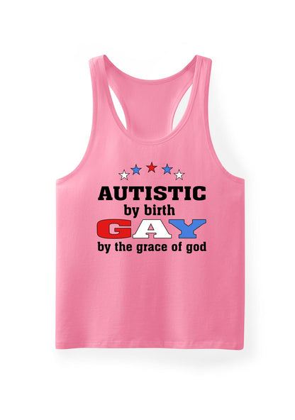 Autistic By Birth Gay Pride Y2K Men Racerback Tank Top Cherrykitten