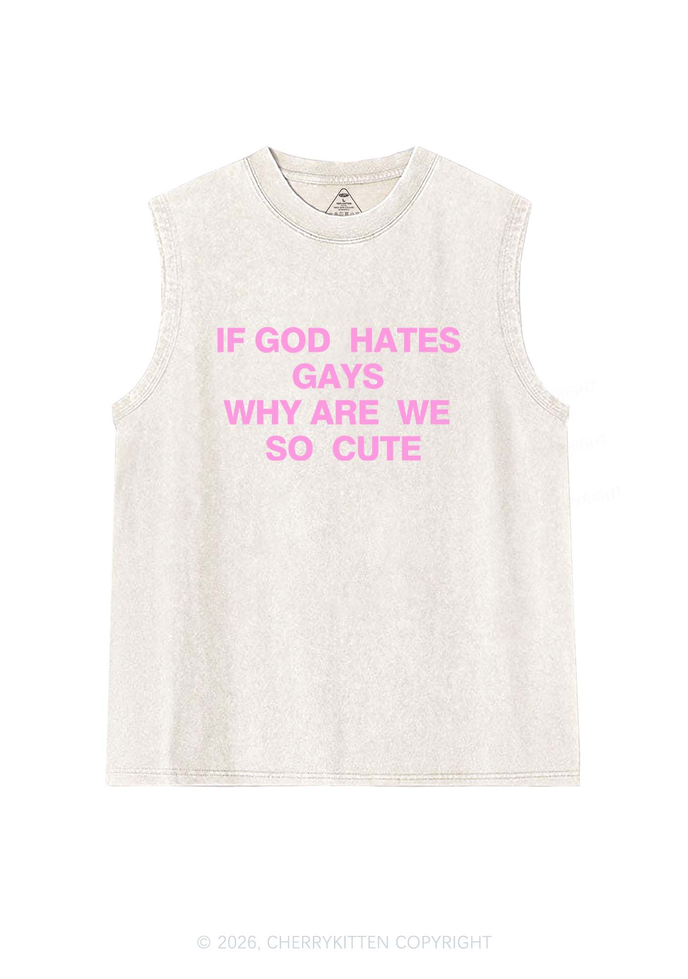 If God Hates Gays Pride Y2K Washed Muscle Tank Cherrykitten