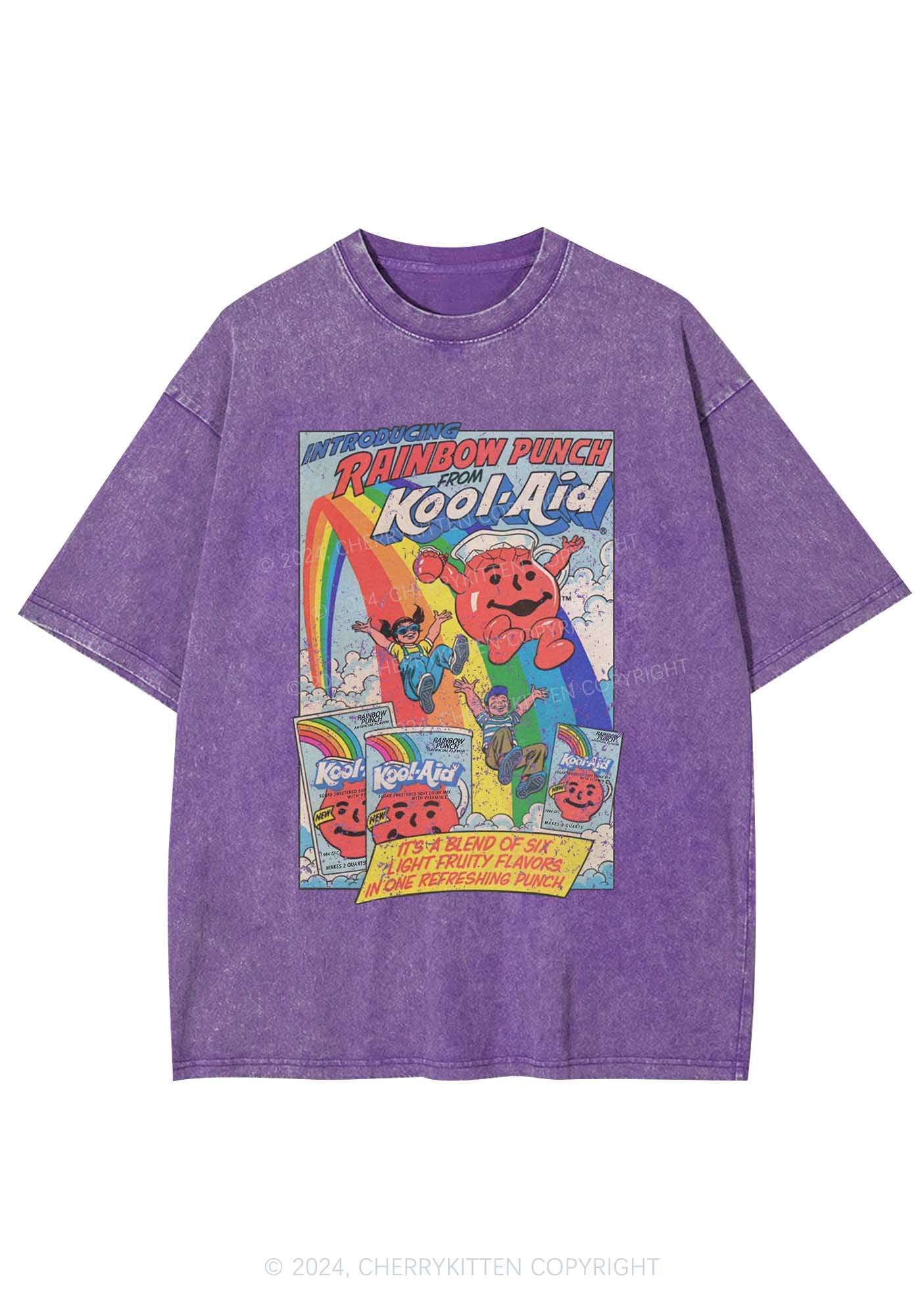 Rainbow Punch Y2K Washed Tee Cherrykitten