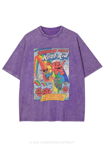 Rainbow Punch Y2K Washed Tee Cherrykitten
