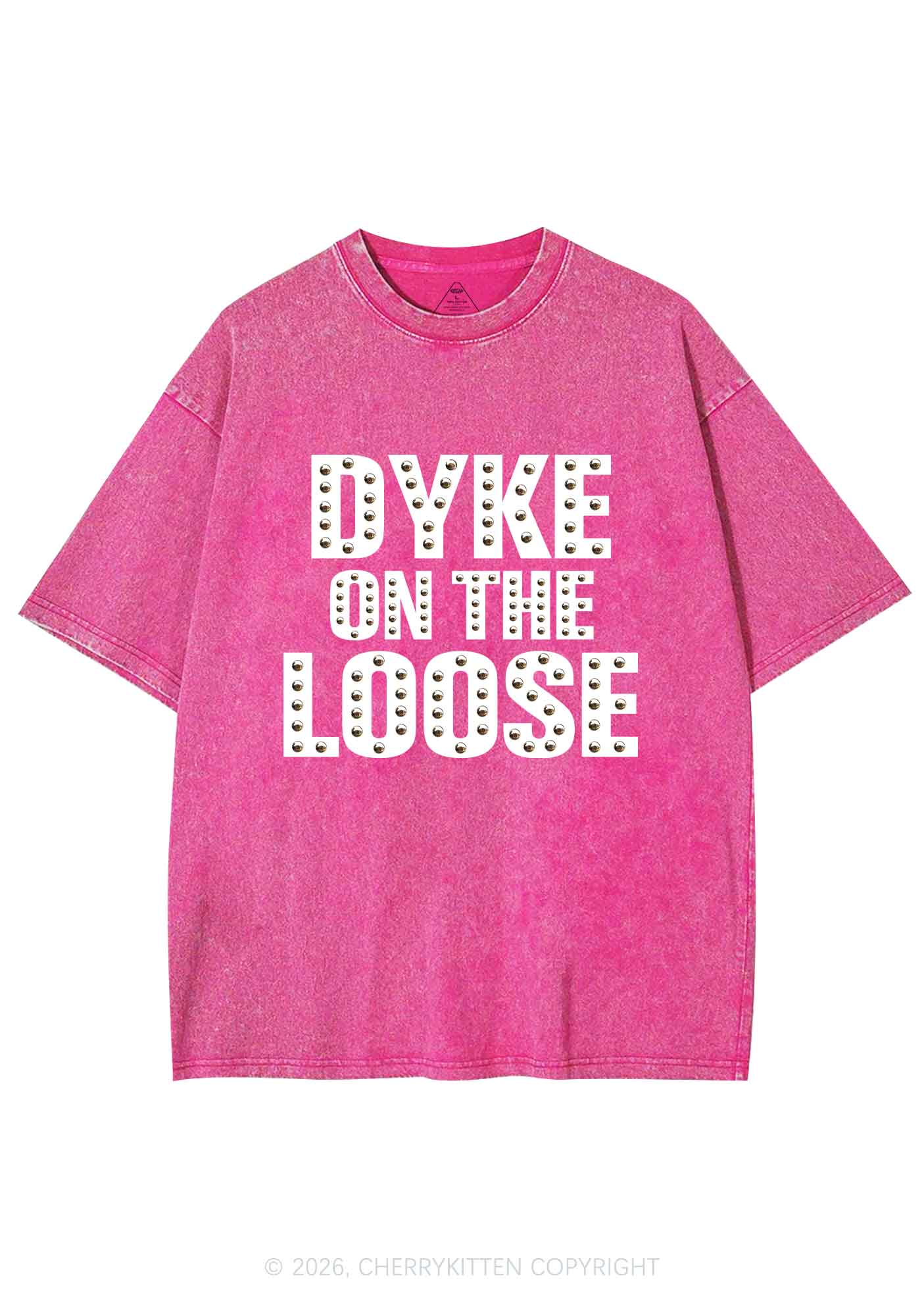 Dyke On The Loose Pride Y2K Shirts Washed Tee Cherrykitten