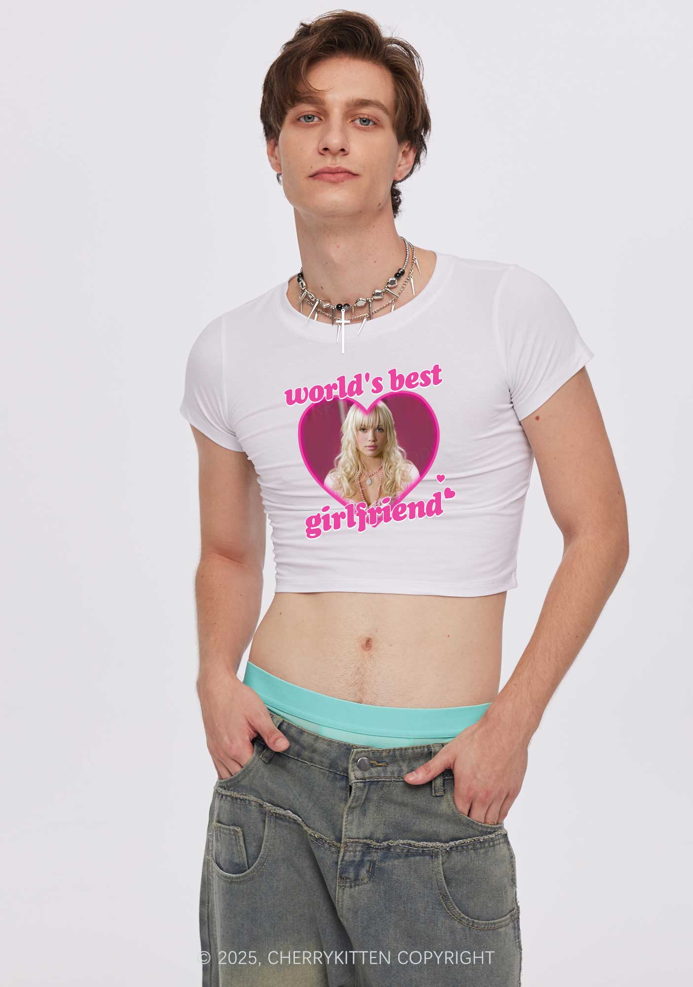 Custom Worlds Best BF GF Y2K Valentine's Day Baby Tee Cherrykitten