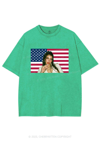 Custom Portrait Flag Y2K Shirts Washed Tee Cherrykitten