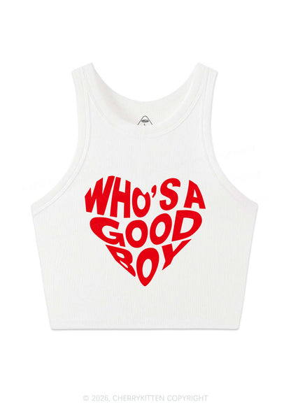 Whos A Good Boy Valentine's Day Y2K Crop Tank Top Cherrykitten