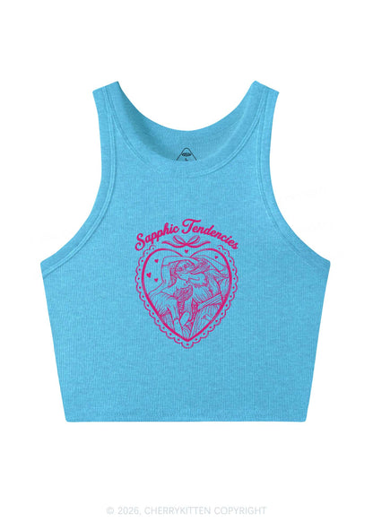 Sapphic Tendencies Art Pride Y2K Crop Tank Top Cherrykitten