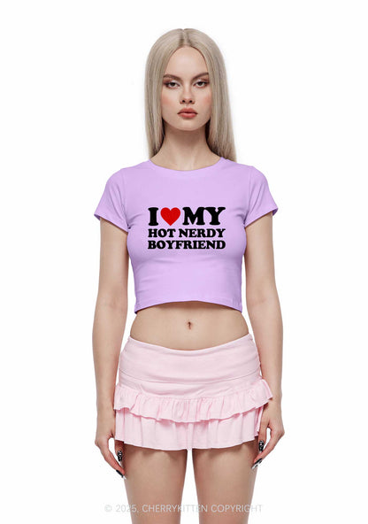 I Love My Hot Nerdy BF Y2K Valentine's Day Baby Tee Cherrykitten