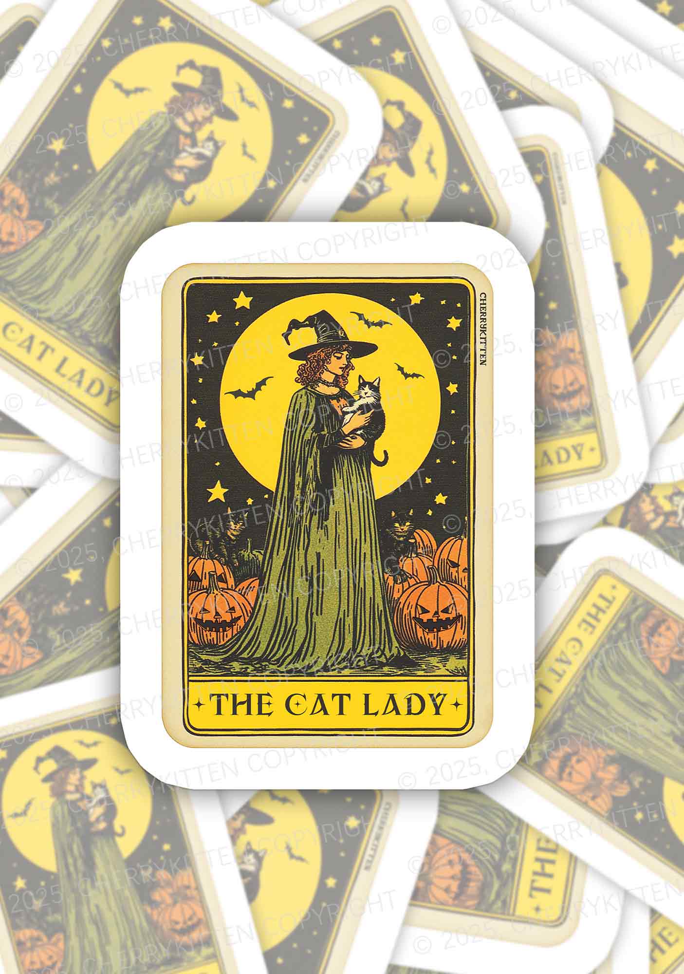 Halloween The Witch Cat Lady 1pc Y2K Sticker Cherrykitten