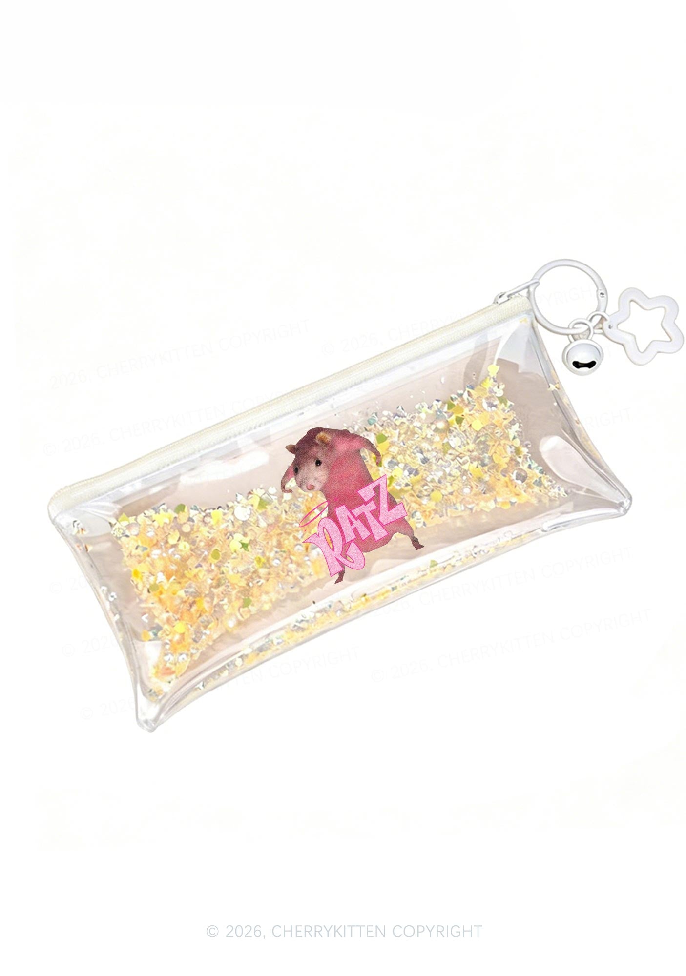 Pink Ratz Y2K Quicksand Transparent Pencil Pouch Cherrykitten