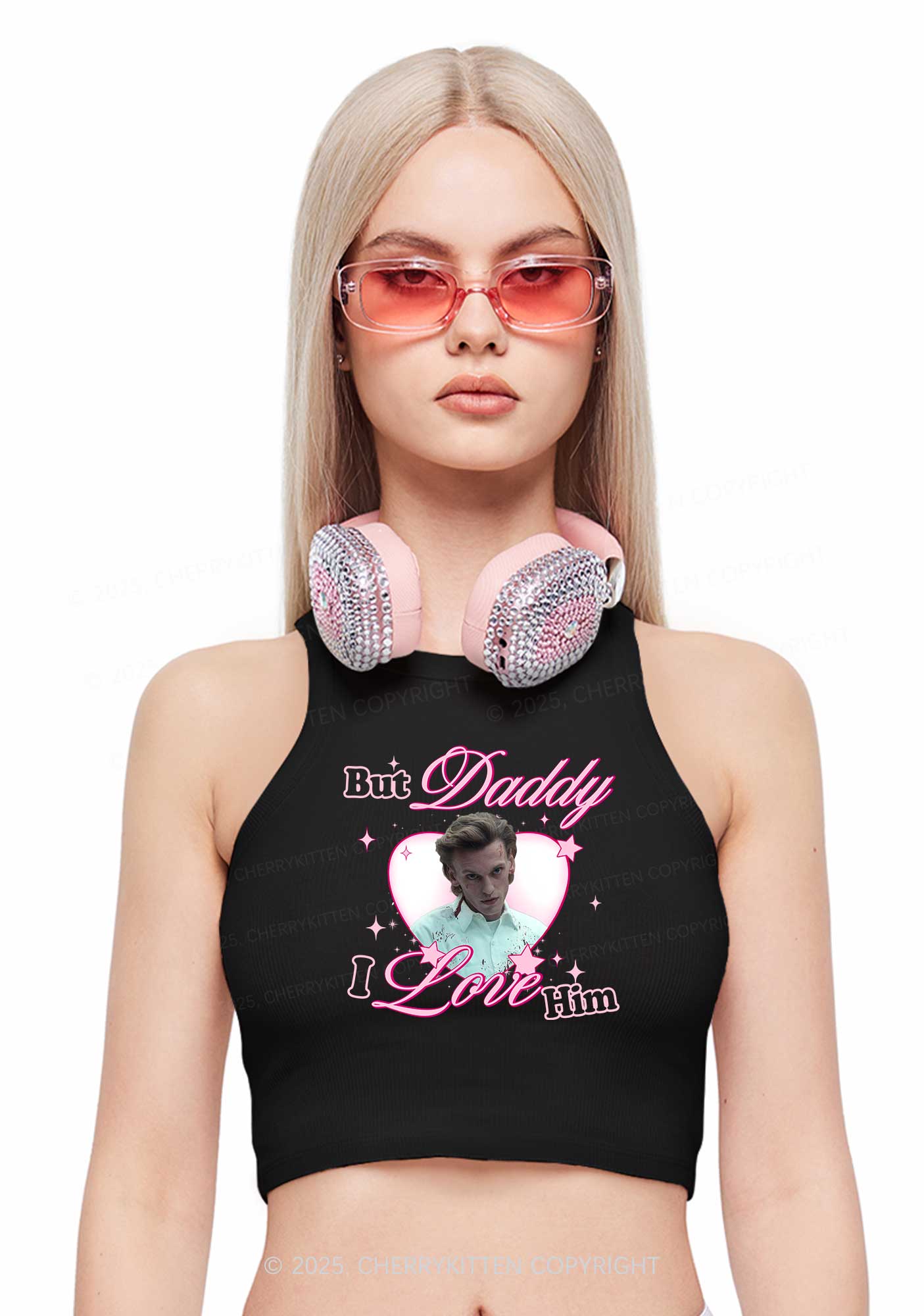 Daddy I Love Number One Y2K Crop Tank Top Cherrykitten