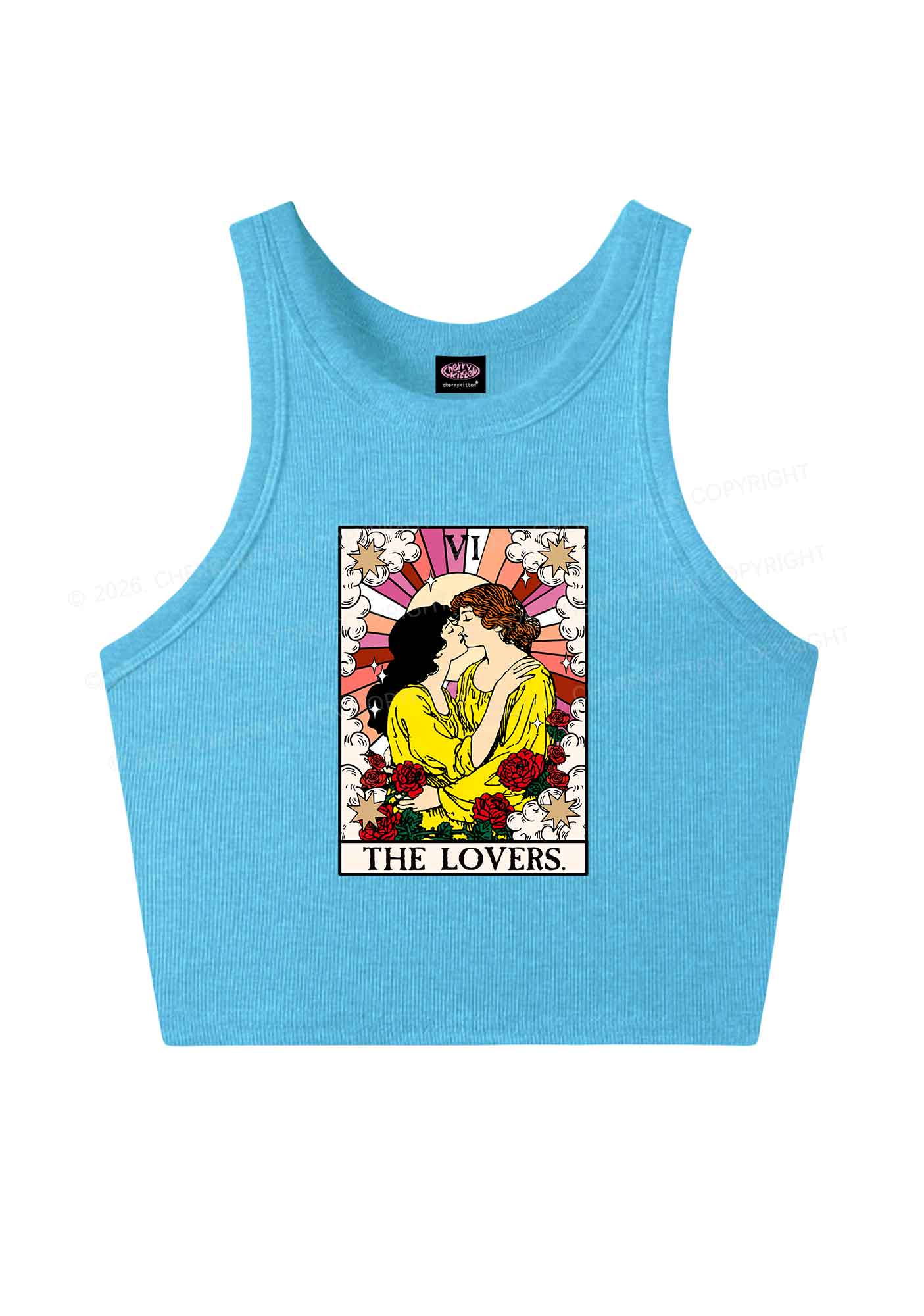 Kissing Lesbians Pride Y2K Crop Tank Top Cherrykitten