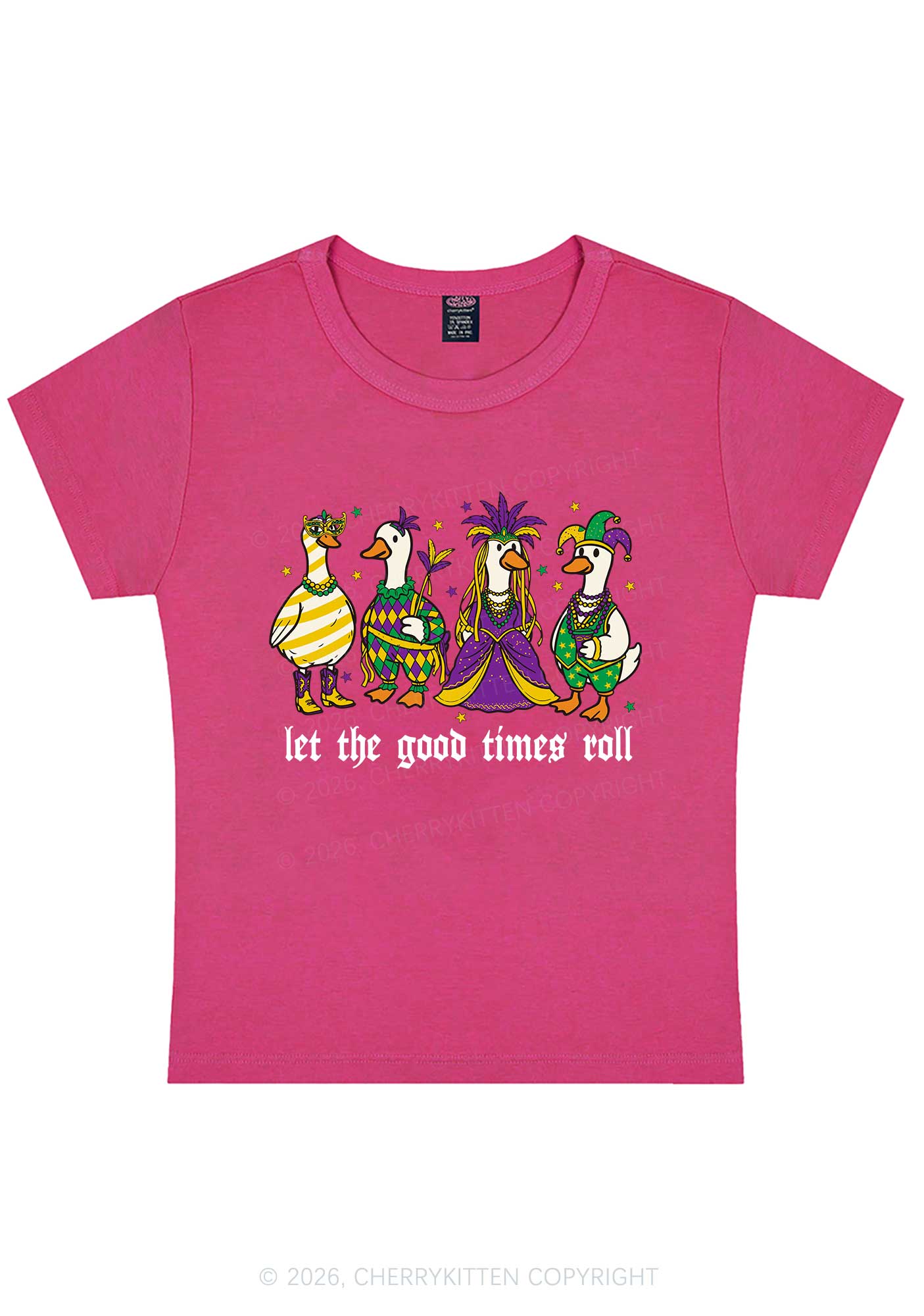 Let The Good Times Roll Y2K Baby Tee Cherrykitten